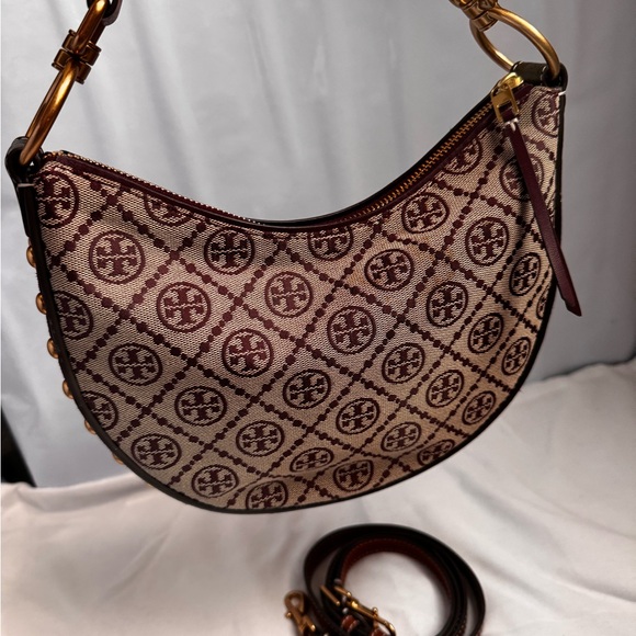 TB Monogram Studded Crescent Bag - Picture 9 of 13